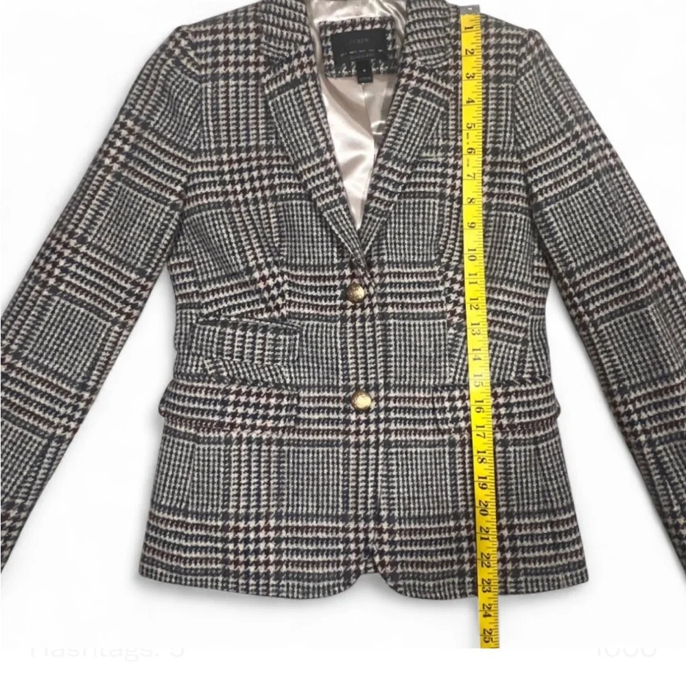 J. Crew Schoolboy Blazer in Houndstooth Tweed Size 0. 100% wool - Picture 9 of 13